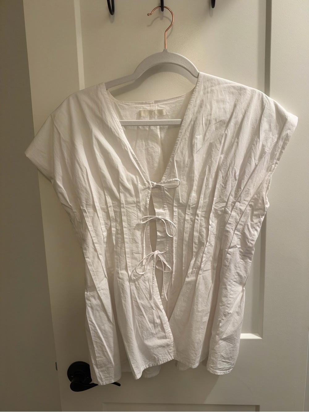 Arket White Tie-Front V-Neck Blouse
